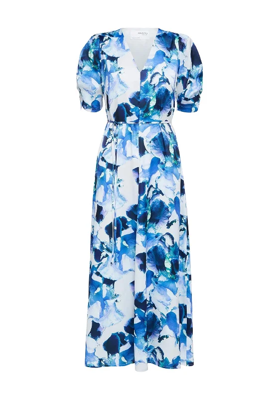 beach maxi dress -Selected Femme Rachelle Floral Maxi Dress, Royal Blue