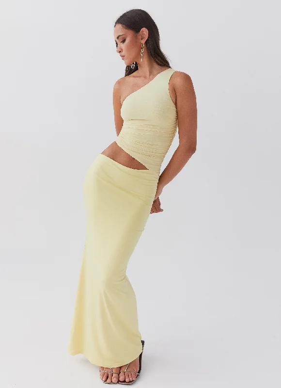 Seranella One Shoulder Maxi Dress - Lemon