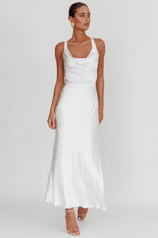 knitted maxi dress -Sitara Tied Back Maxi Dress White