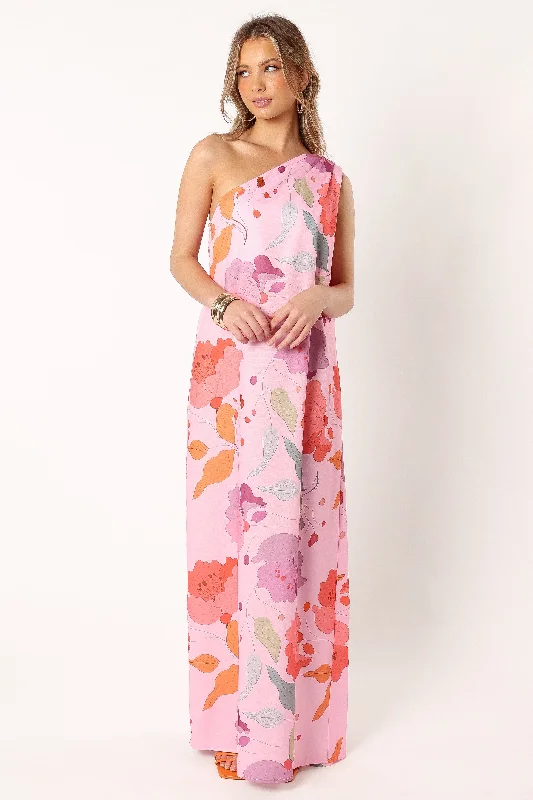 Tillie One Shoulder Maxi Dress - Pink Floral