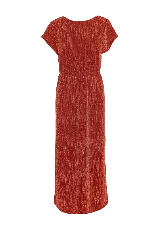 Vero Moda Elma Gold Detail Maxi Dress, Red Ochre