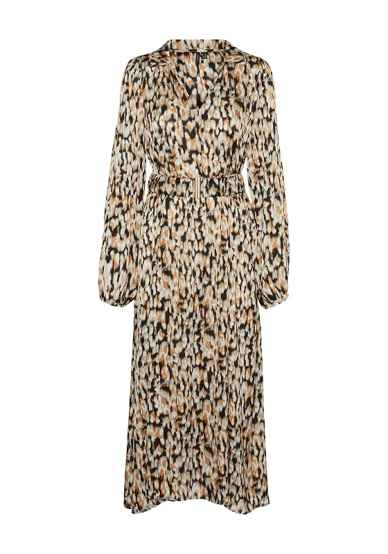 Vero Moda Elia Belted Waist Print Maxi Dress, Birch