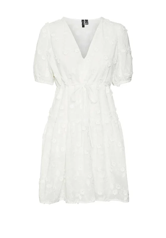 Vero Moda Puna Embroidered Mini Dress, Snow White