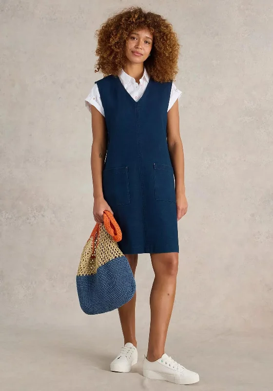 White Stuff Maple Pinafore Denim Dress, Dark Blue