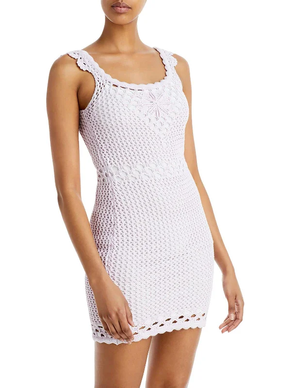 Womens Crochet Sleeveless Sheath Dress