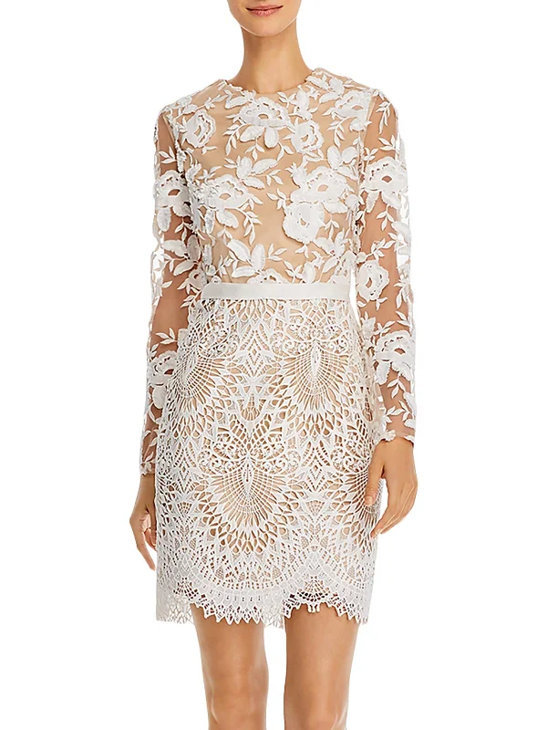 Womens Floral Lace Cocktail Dress