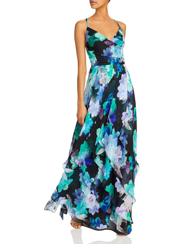 Womens Floral Layered Formal Dress