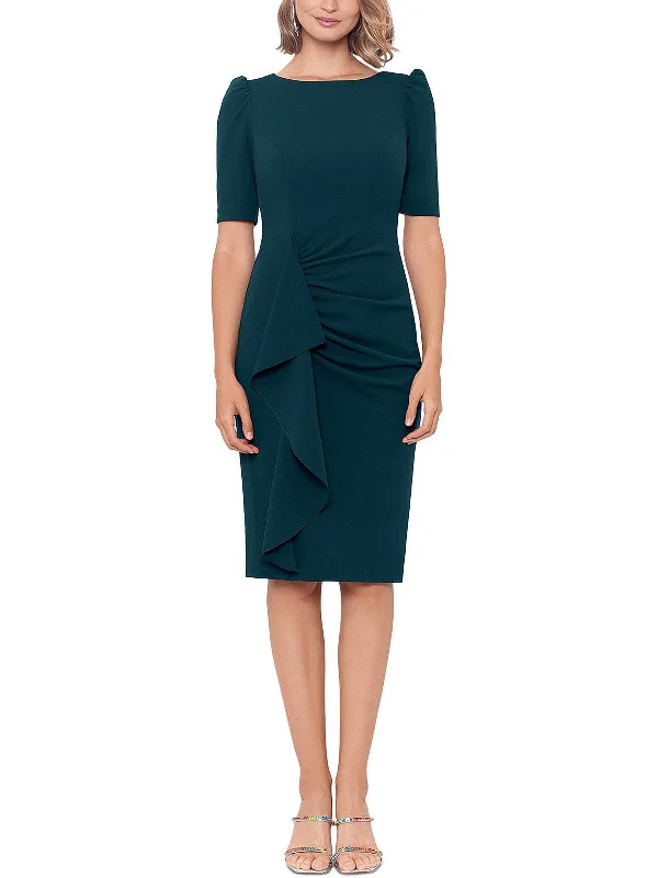 Womens Ruched Knee Sheath Dress