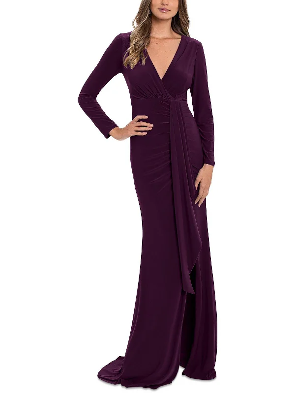 Womens Ruched Long Evening Dress