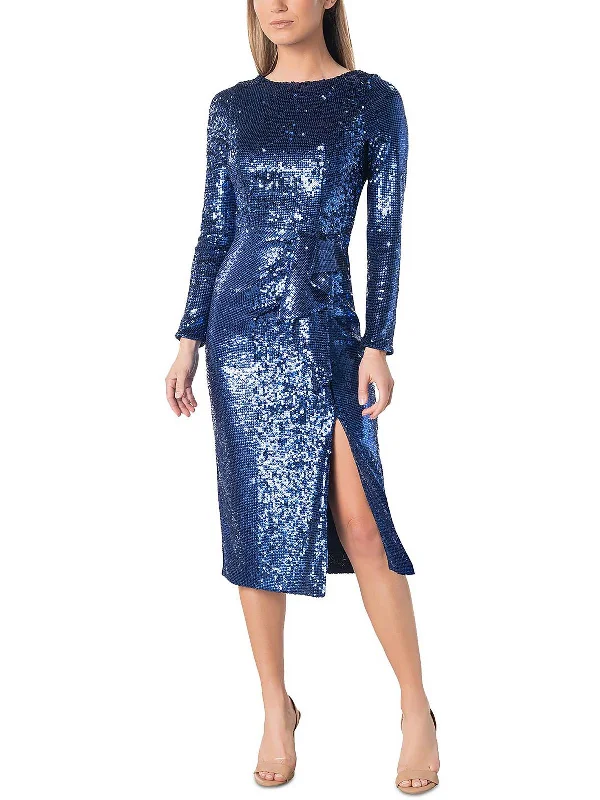 Womens Sequined Long Sleeves Sheath Dress