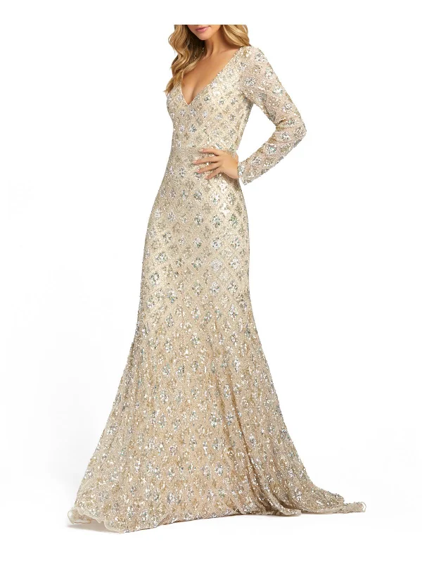 Womens Sequined Maxi Evening Dress