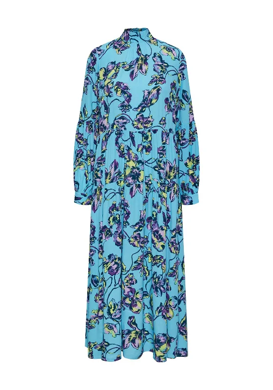 Y.A.S Topaz Floral Maxi Dress, Blue Topaz