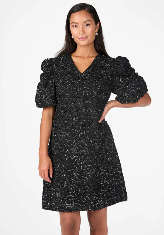 Y.A.S Vimala Shimmer Mini Dress, Black