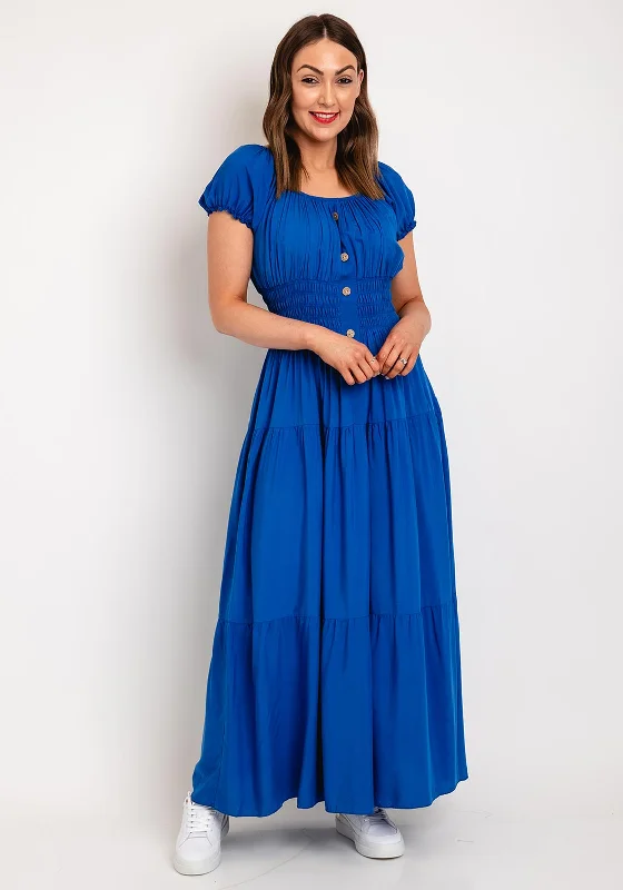 Serafina Collection One Size Shirred Waist Maxi Dress, Royal Blue