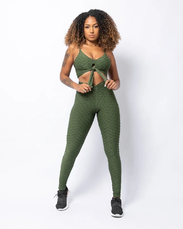 Forest Green V-Waist Scrunch Booty Leggings