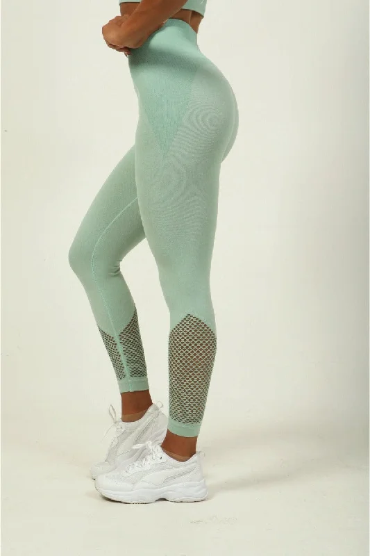 Mesh Seamless Leggings - Mint Green