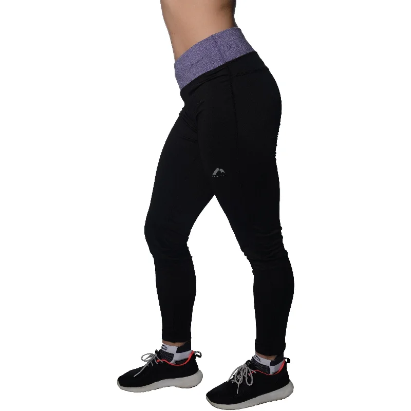 More Mile Marl Womens Long Training Tights - Black