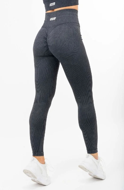 Ribbed Leggings - Scrunch Bum - Washed Charcoal