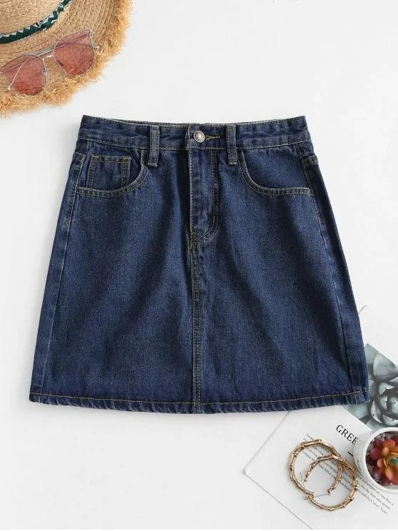 A Line Denim Skirt