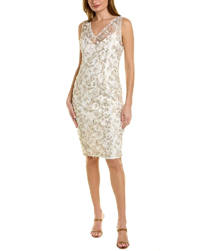 Adrianna Papell Floral Embroidered Sheath Dress