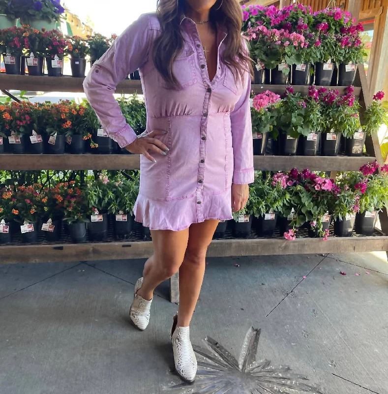 Be Mine Denim Dress In Lavender Wash