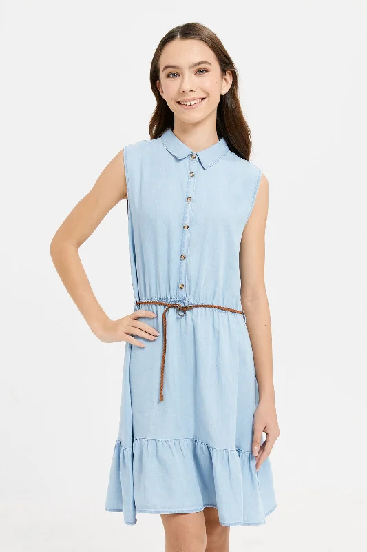 Senior Girls Blue Denim Dress