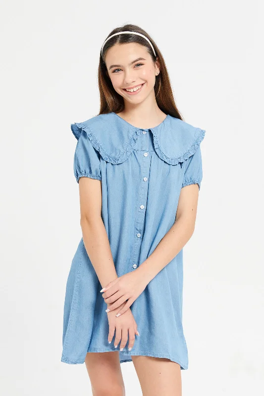 Senior Girls Blue Denim Dress