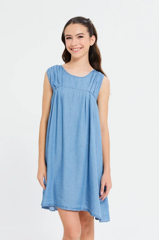 Senior Girls Blue Denim Tencel Dress