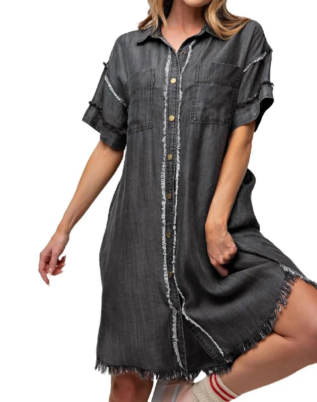 Denim Dress In Black