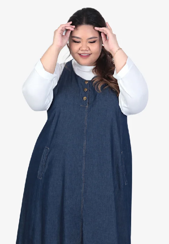 Darcy Denim Pinafore Dress - Dark Blue