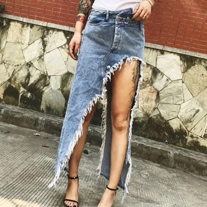 KittenAlarm - Mercedes High Cut Denim Skirt