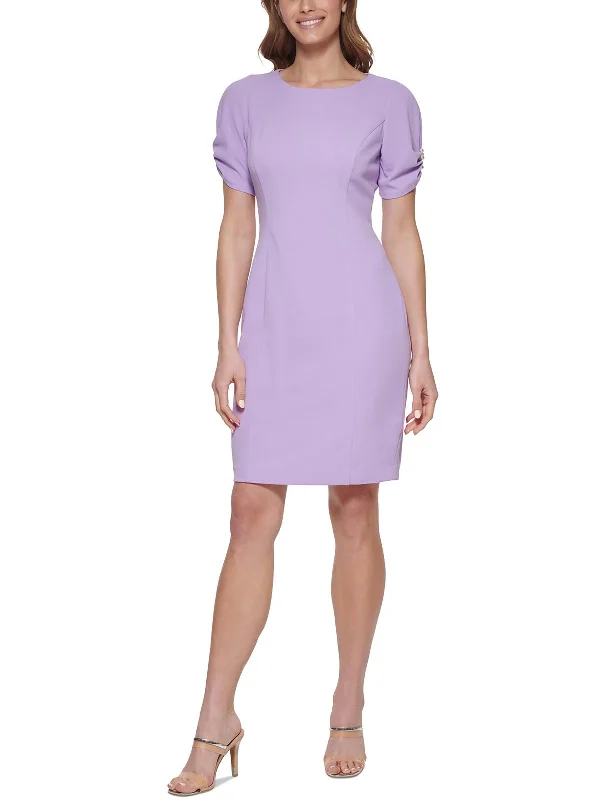 Petites Womens Knit Cocktail Sheath Dress