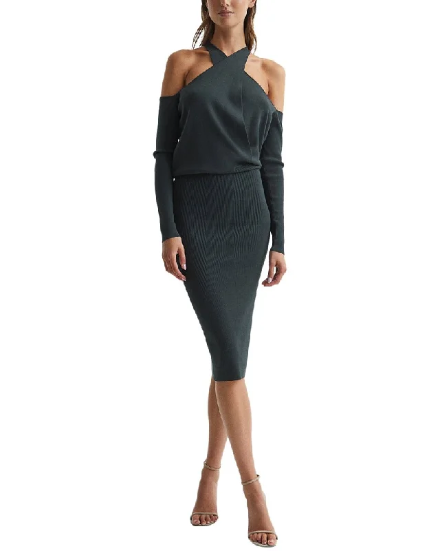 Reiss Raina Halter Knitted Bodycon Dress