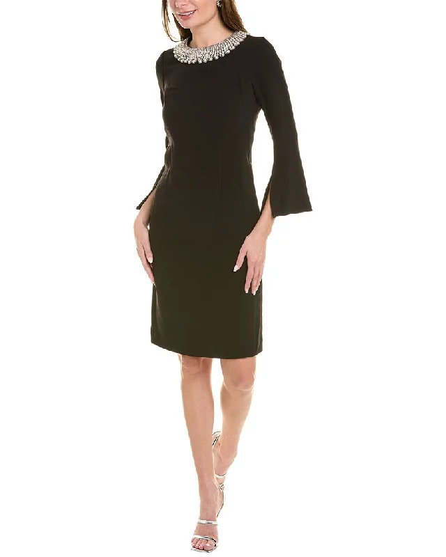 Teri Jon by Rickie Freeman Embellished Neckline Sheath Dress