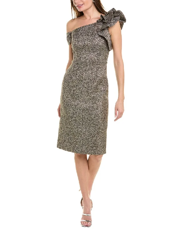 Teri Jon by Rickie Freeman Metallic Jacquard Sheath Dress