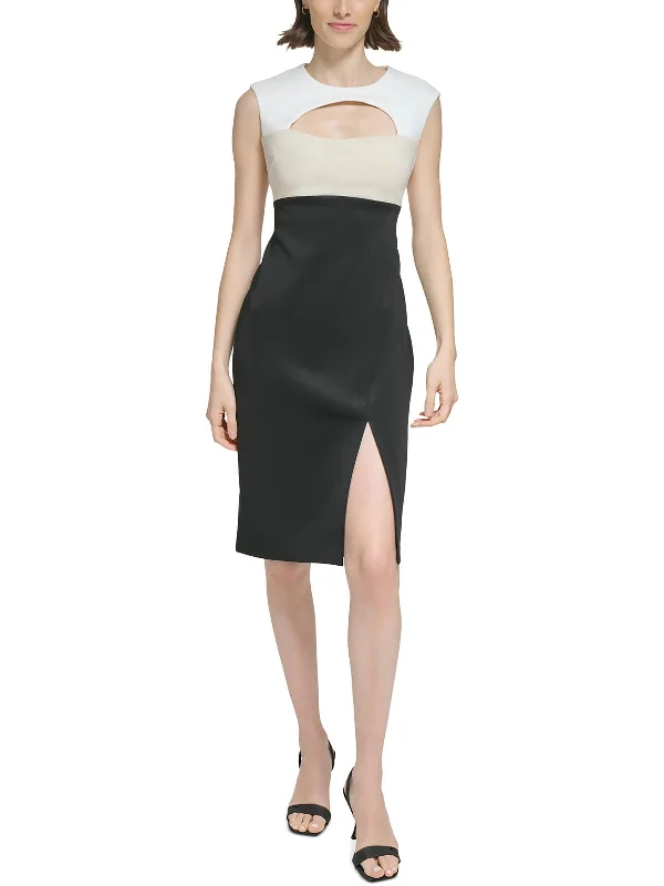 Womens Cut-Out Knee-Length Sheath Dress