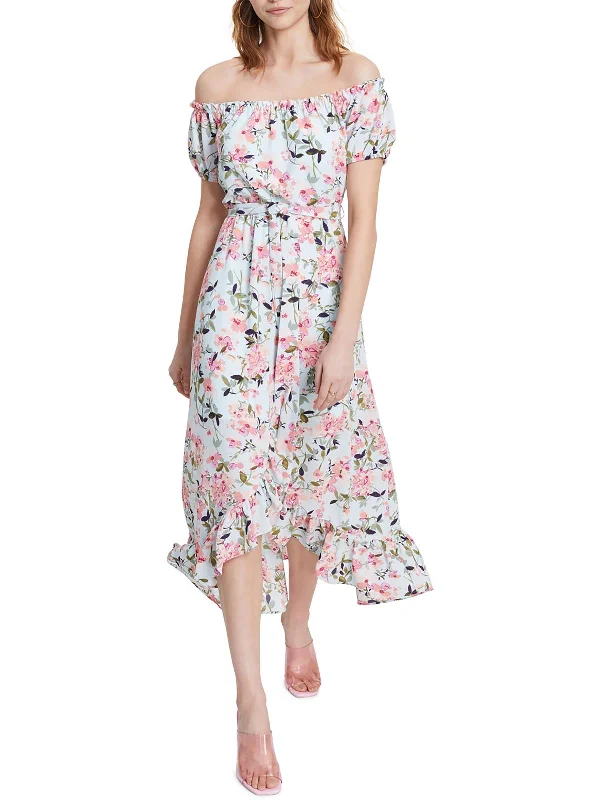 Womens Floral High-Low Sheath Dress