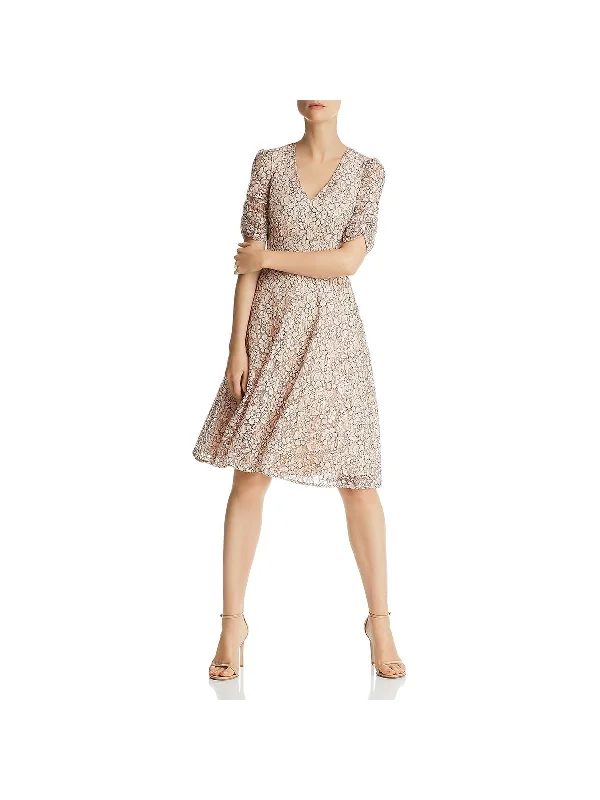 Womens Floral Lace Cocktail Fit & Flare Dress