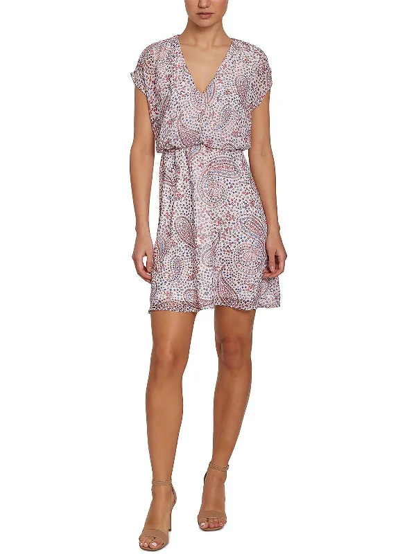 Womens Floral Print Mini Fit & Flare Dress