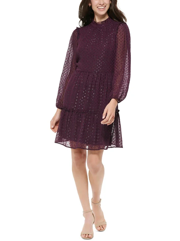 Womens Glitter Knee Fit & Flare Dress