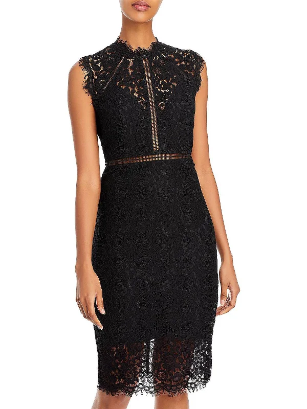 Womens Lace Knee Length Sheath Dress