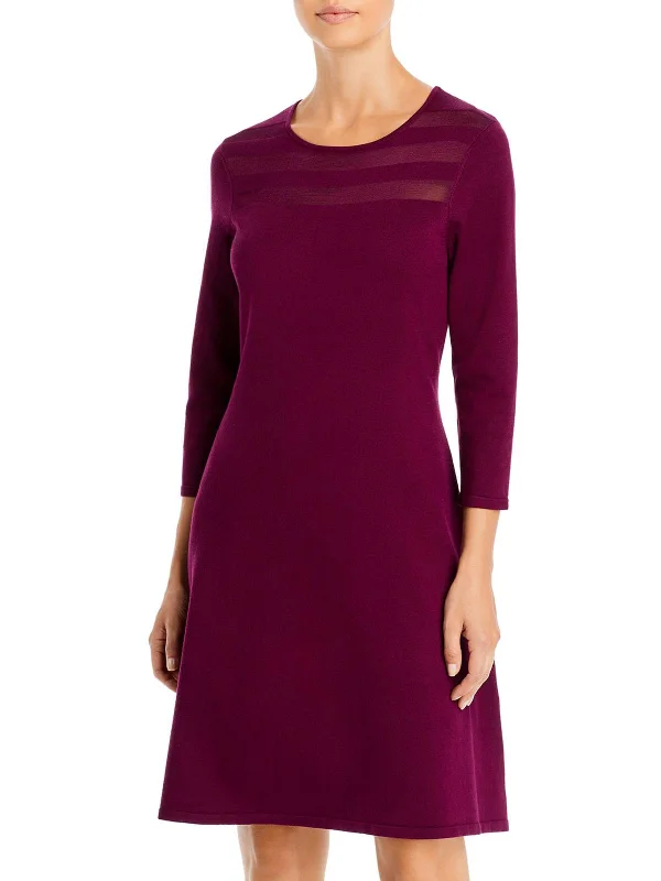 Womens Long Sleeve Knee Fit & Flare Dress