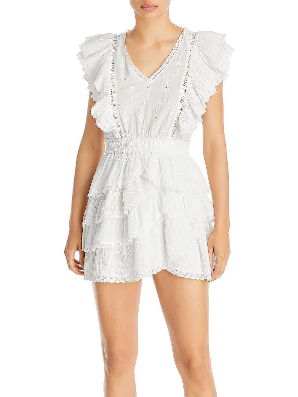 Womens Tiered Mini Fit & Flare Dress