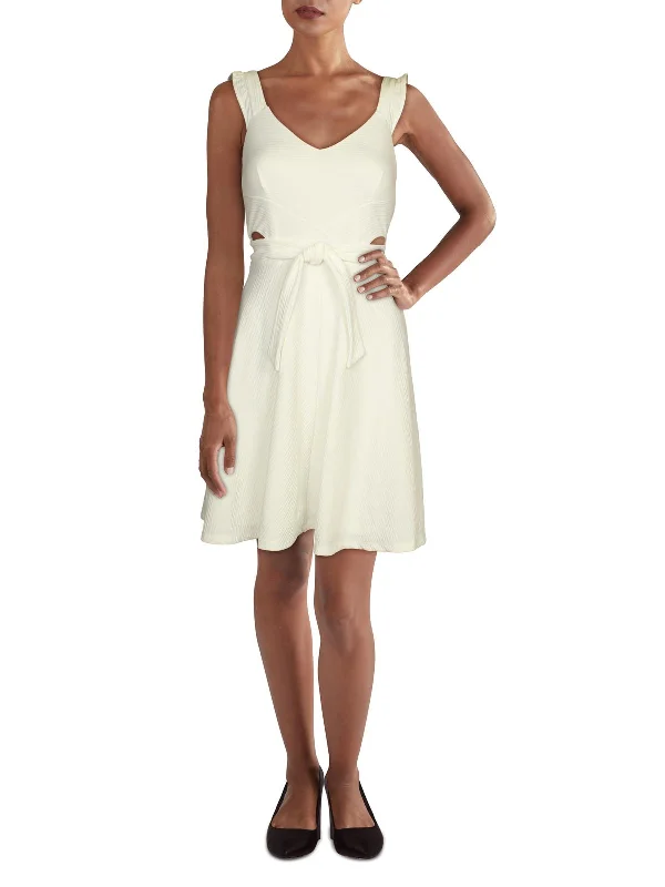 Womens V-Neck A-Line Fit & Flare Dress