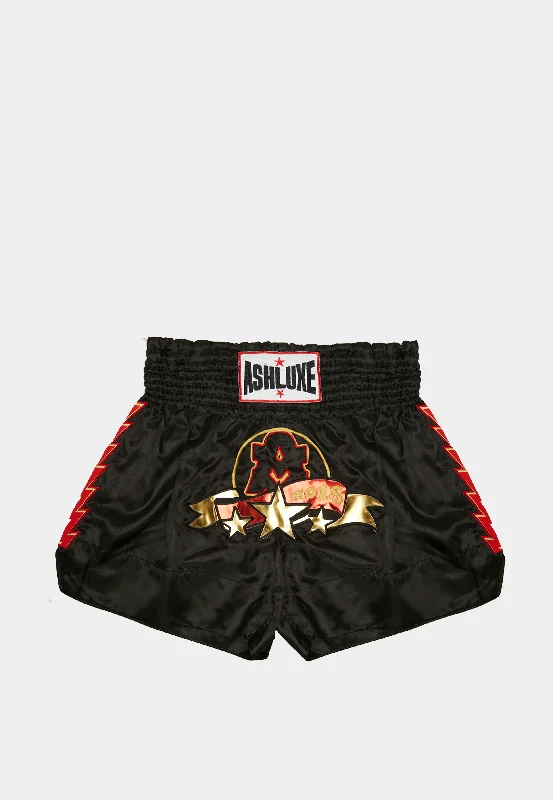 Ashluxe Boxing Trunk Black Gold Red