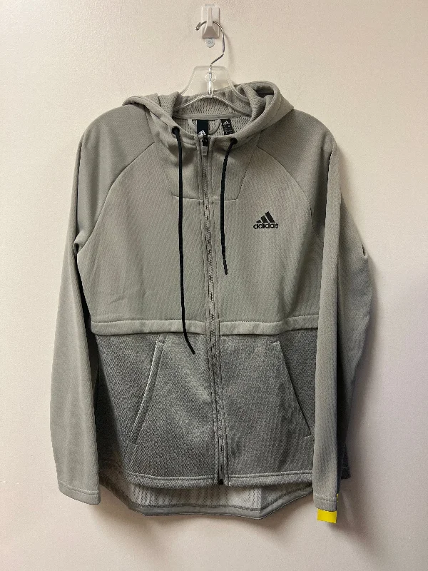 Athletic Jacket By Adidas In Grey, Size: M