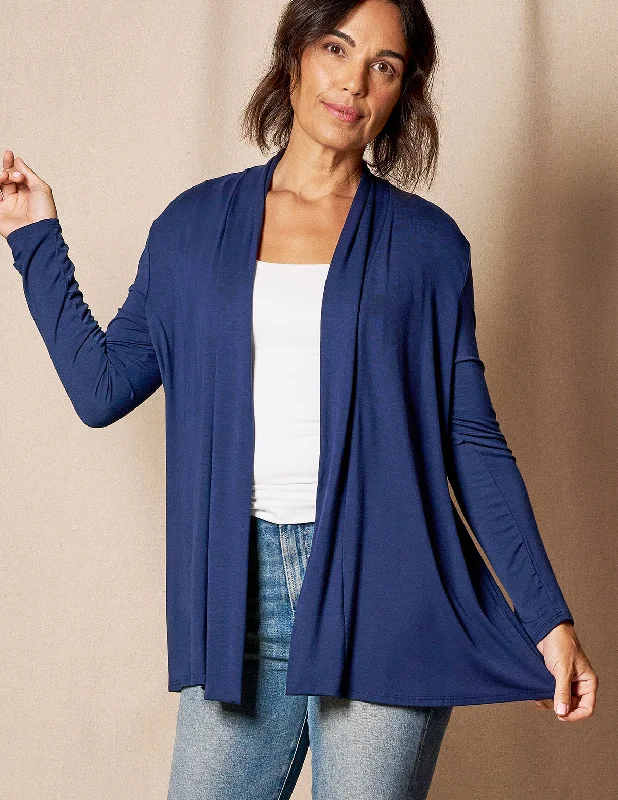 Bamboo Banded Front Cardigan - Navy