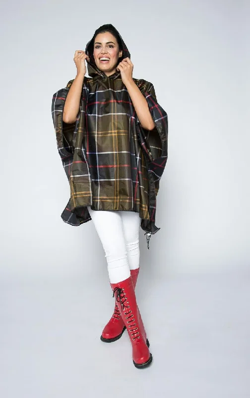 women's raincoat with zipper -Barbour - Tartan Showerproof Packable Poncho