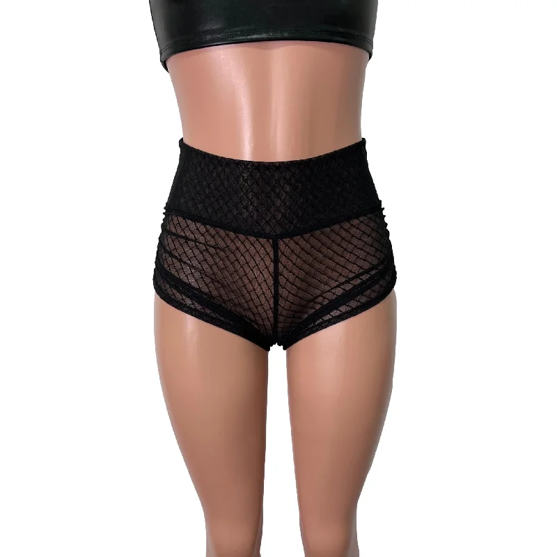 Black Vixen Mesh Sheer Ruched Booty Shorts