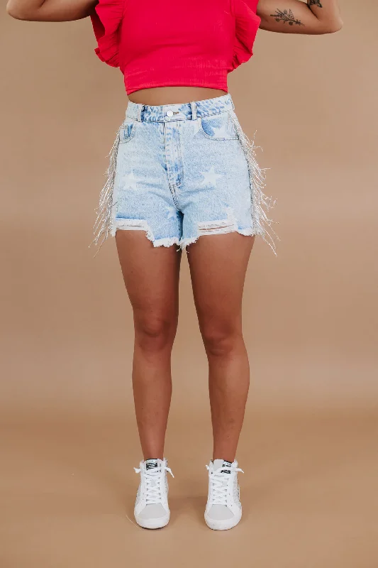 Starstruck Rhinestone Short, Denim